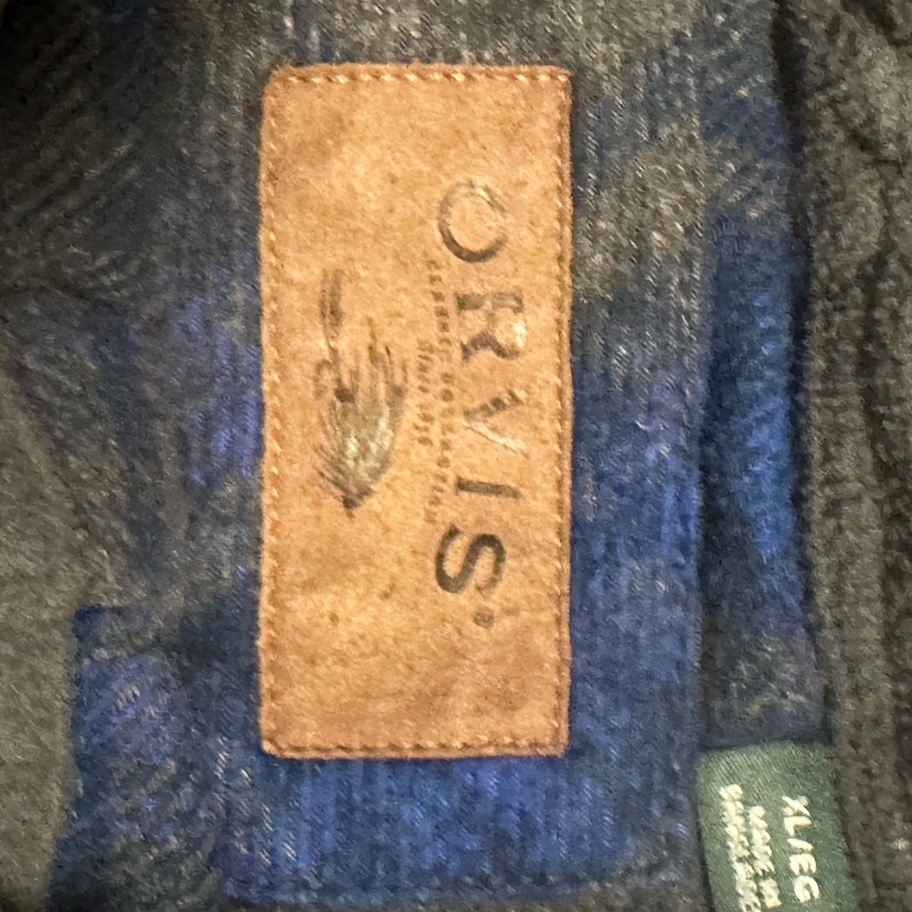 Orvis Blue and Gray Plaid Jacket Over shirt  Xl Pre Owned Excellent